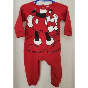 Disney Mickey‎ Mouse Christmas Baby  Unisex Coveralls Size 12 Month